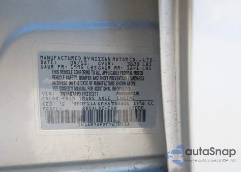 2015 Nissan Sentra Sv z USA, uszkodzony, nr VIN 3N1AB7APXFY270311